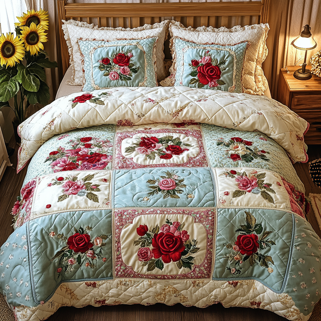 Garden Patch Quilted Bedding Set Bedroom Decorations Gifts For The Flower Lover