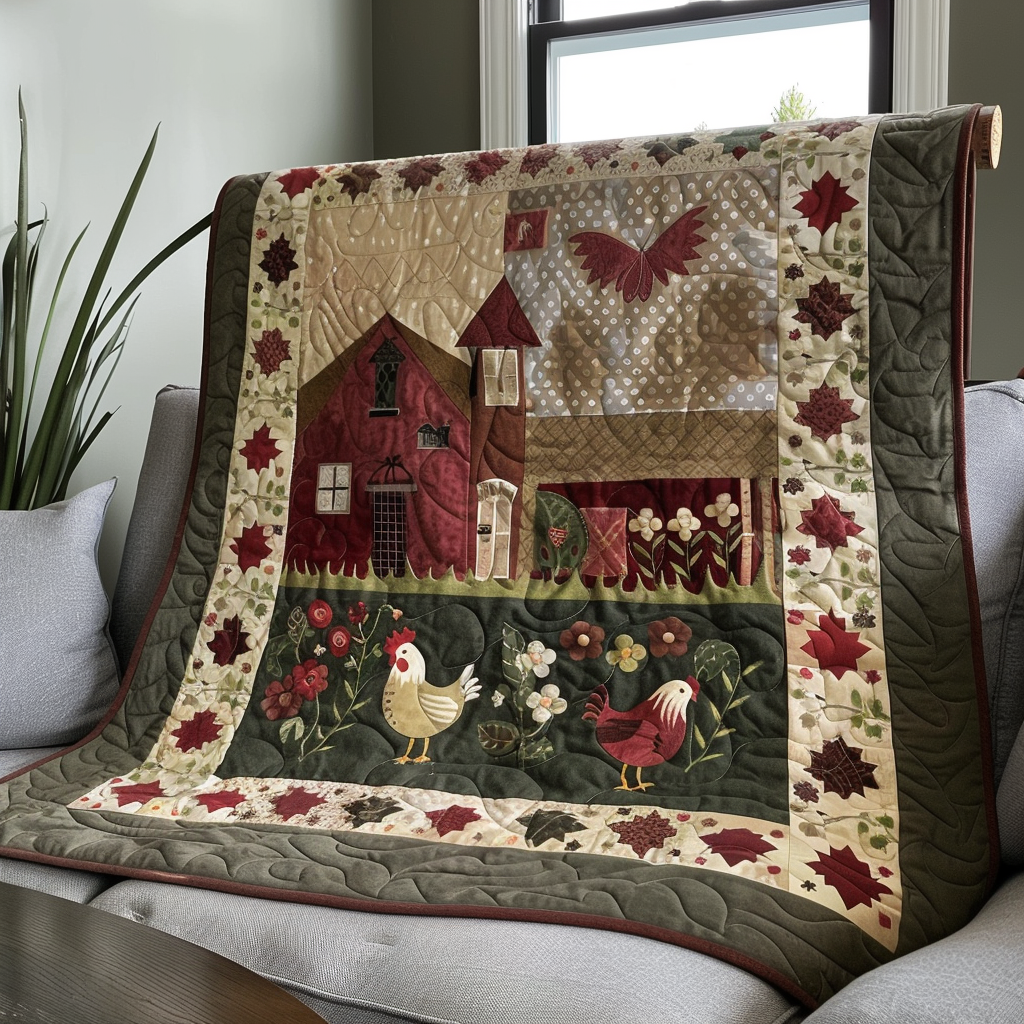 Garden Path Chicken Quilted Blanket Gifts For Chicken Owners