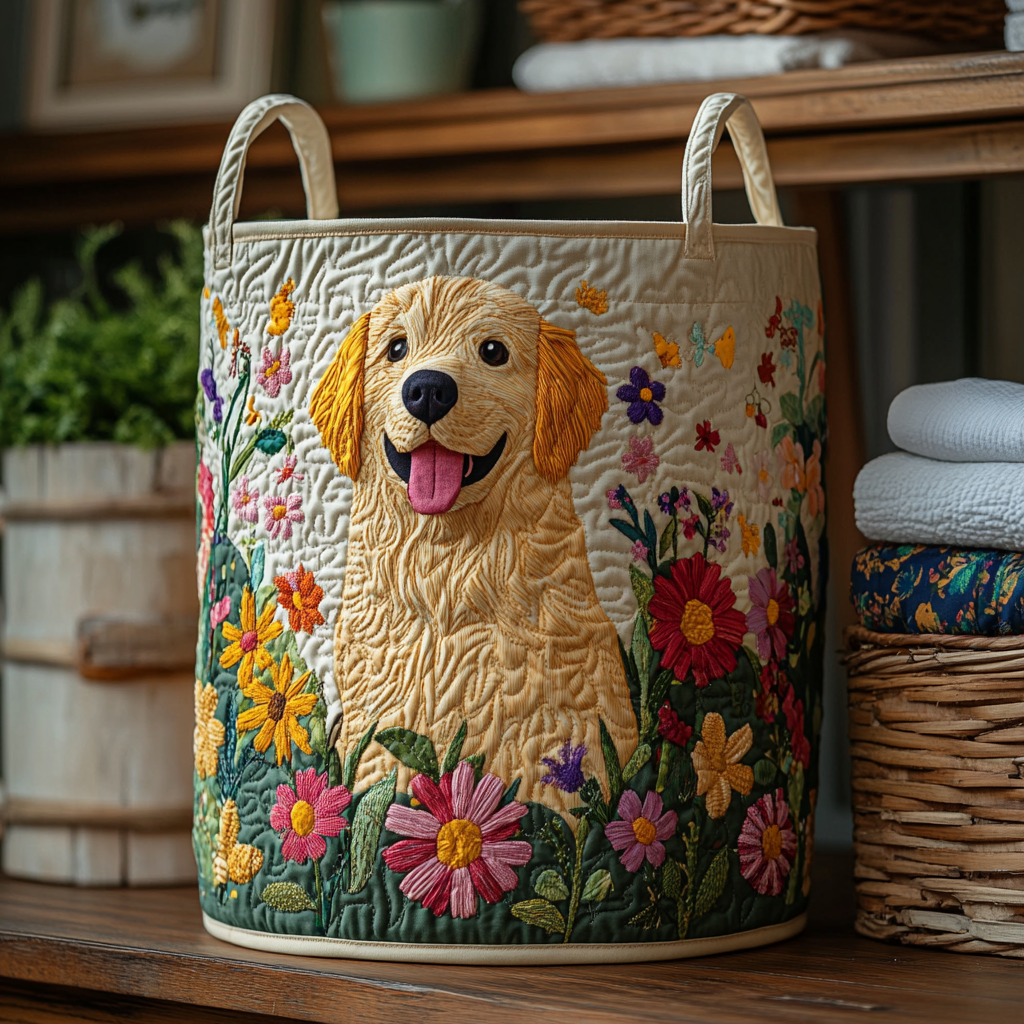 Garden Pup Quilted Laundry Basket Useful Quilted Basket Gift That Blends Style and Function