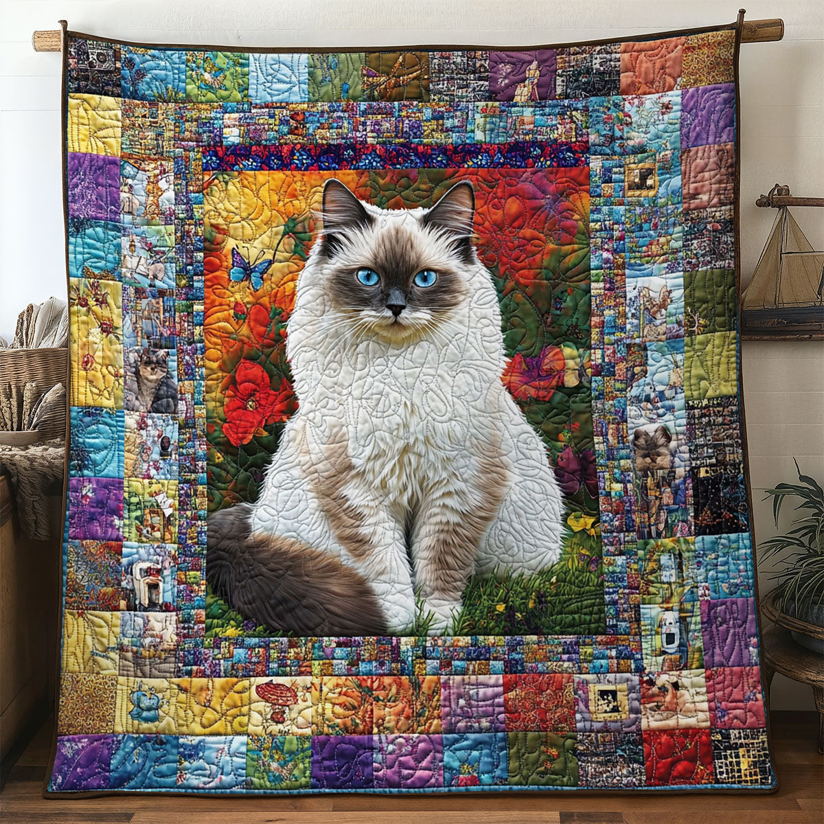 Garden Ragdoll Quilt Ultra-Soft Quilt Blanket for Hotel-Like Experience