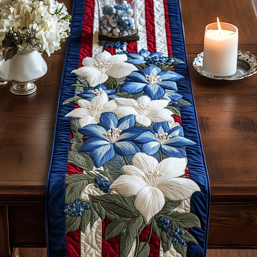 Garden Serenity Quilted Table Runner Dining Table Ideas Best Patriotic Gifts