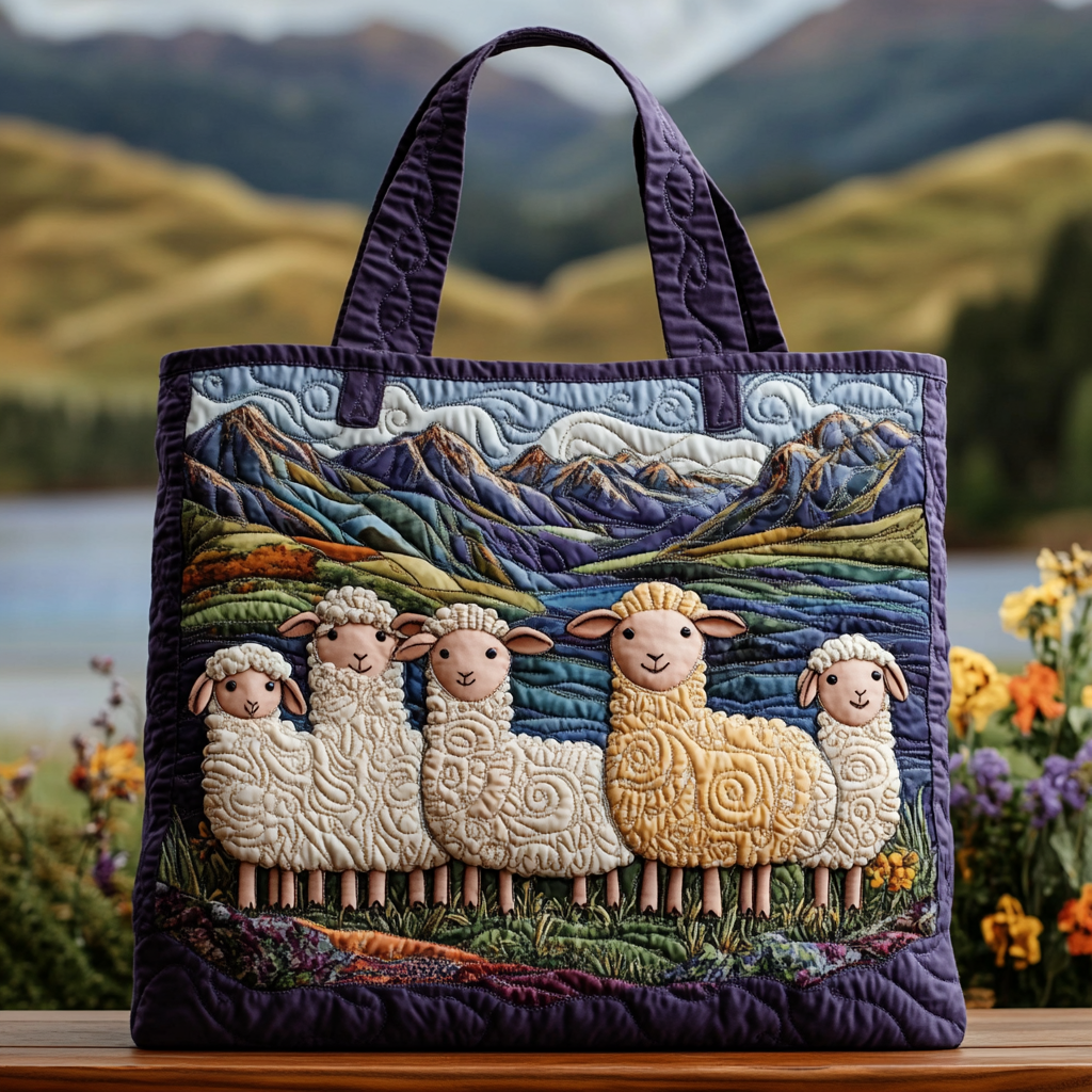 Garden Sheep Quilted Tote Bag Unique Gifts For Farmers