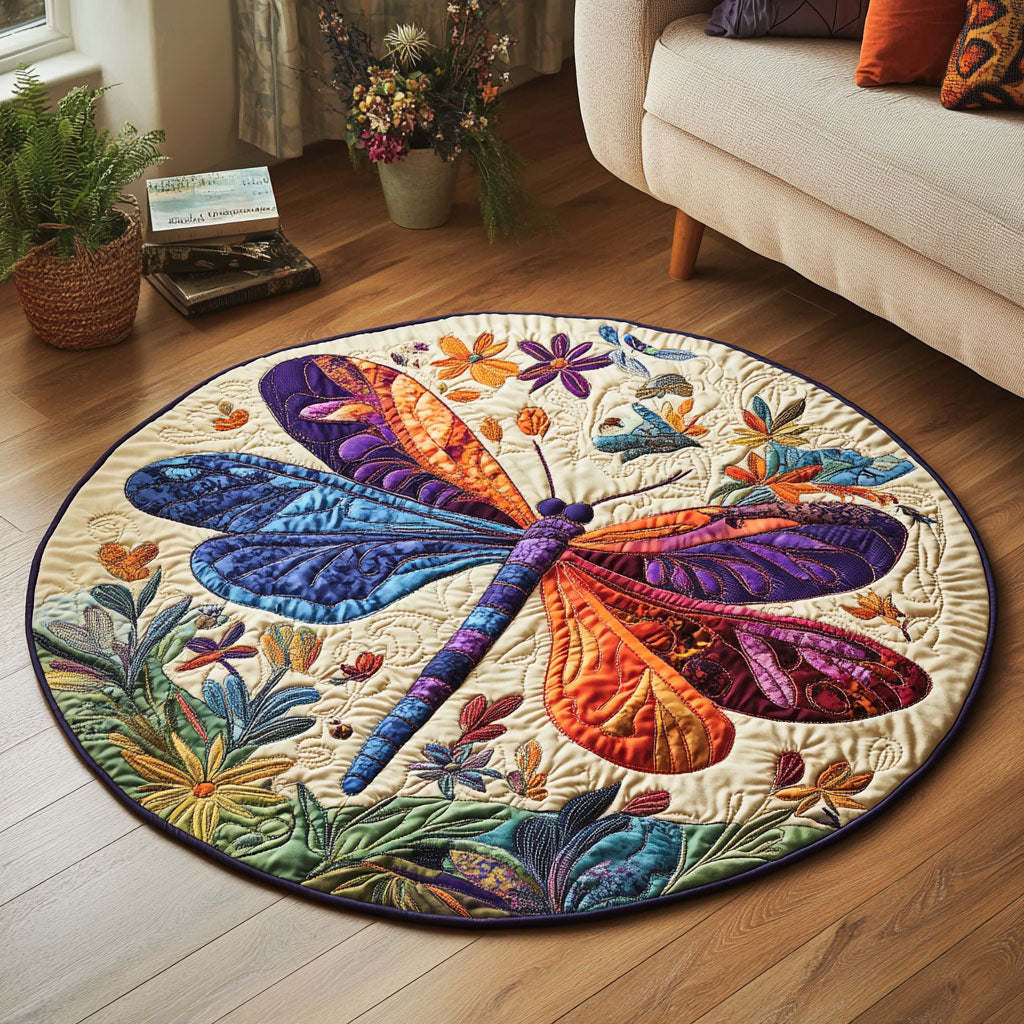 Garden Soar Quilted Round Mat Entrance Way Ideas Gifts For Dragonfly Lovers
