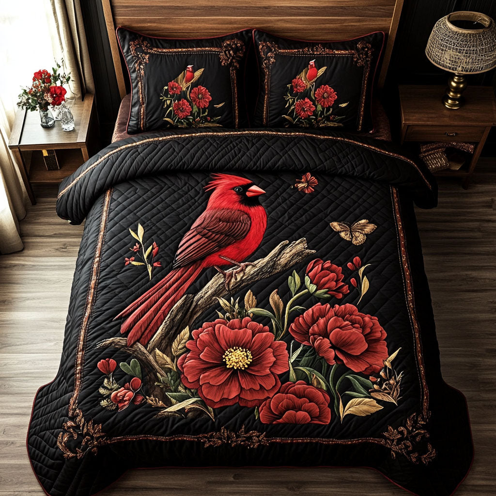 Garden State of Ohio Quilted Bedding Set Bed Decor Ideas Unique Cardinal Bird Gifts