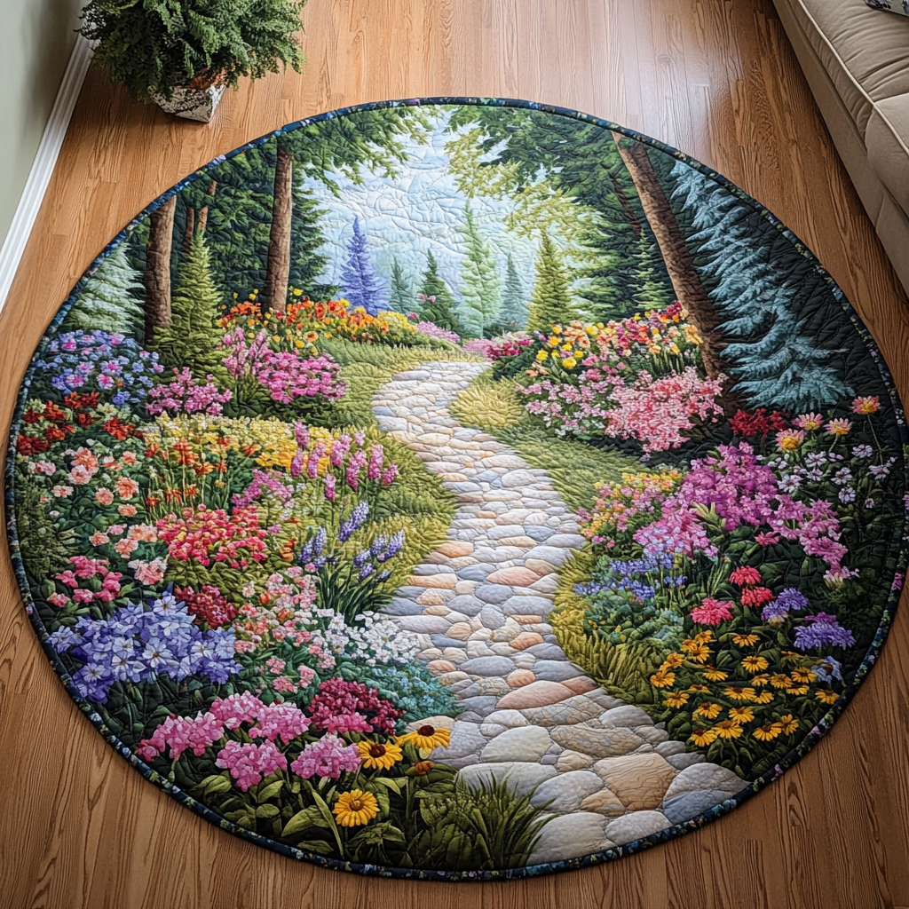 Garden Stroll Quilted Round Mat Entryway Ideas Christmas Present Ideas For Wife