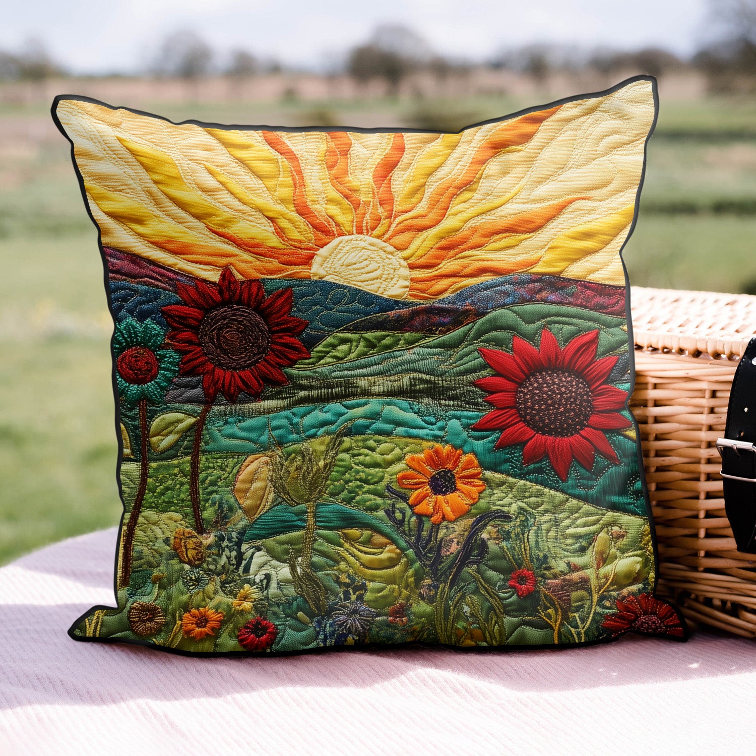 Garden Sunbeam Quilted Pillow Case Decorative Pillow Cases Sunflower Gifts For Grandma