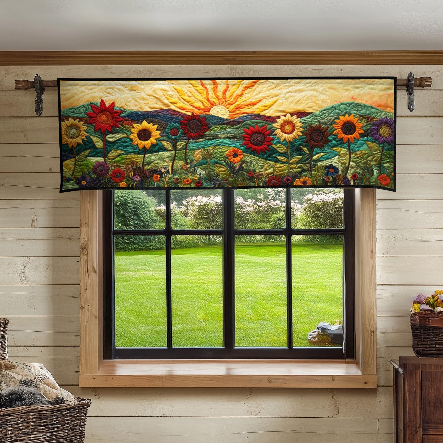 Garden Sunbeam Quilted Valance Christmas House Decor Sunflower Theme Gifts