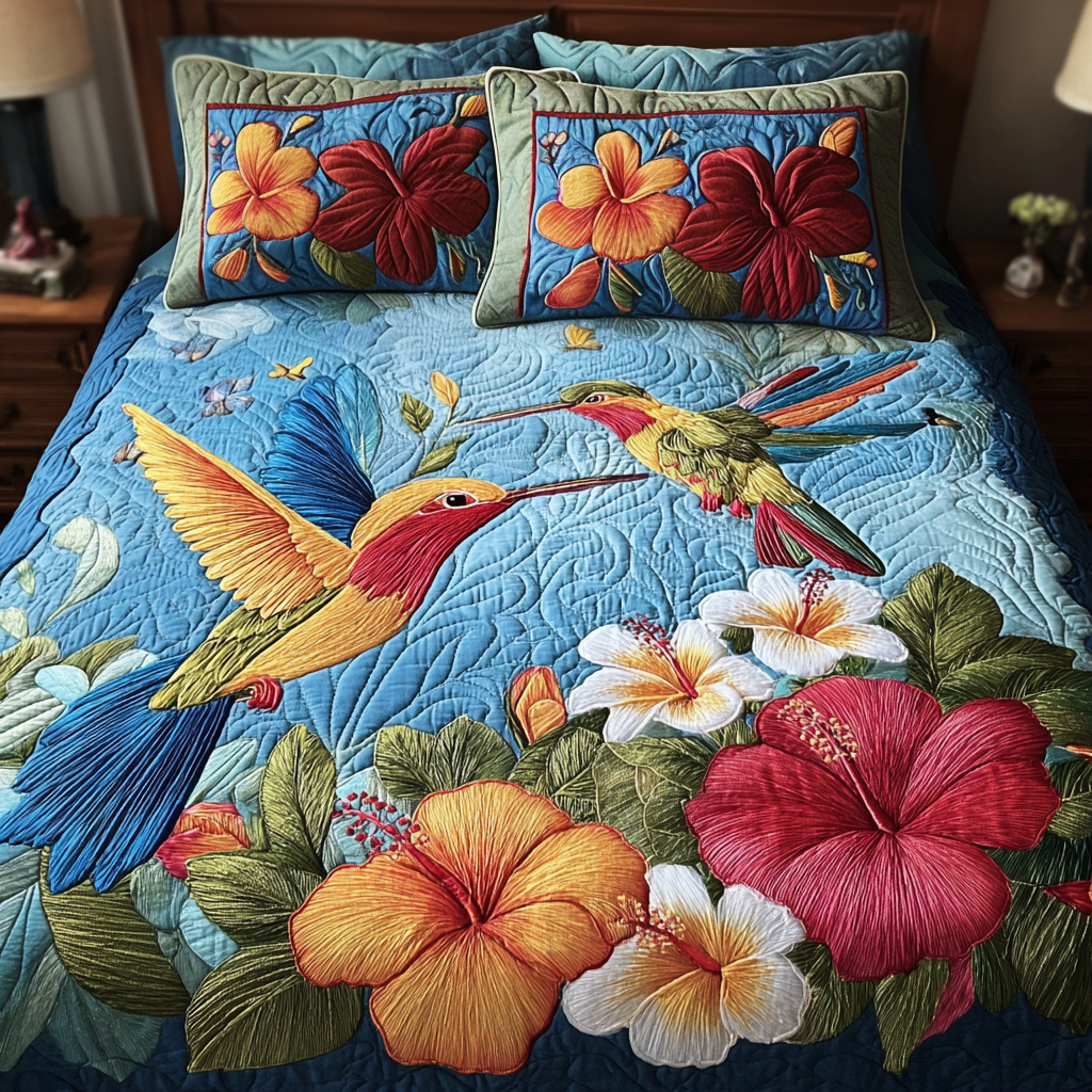 Garden Symphony Quilted Bedding Set Full Size Bed Set Floral Inspired Gift For Sister