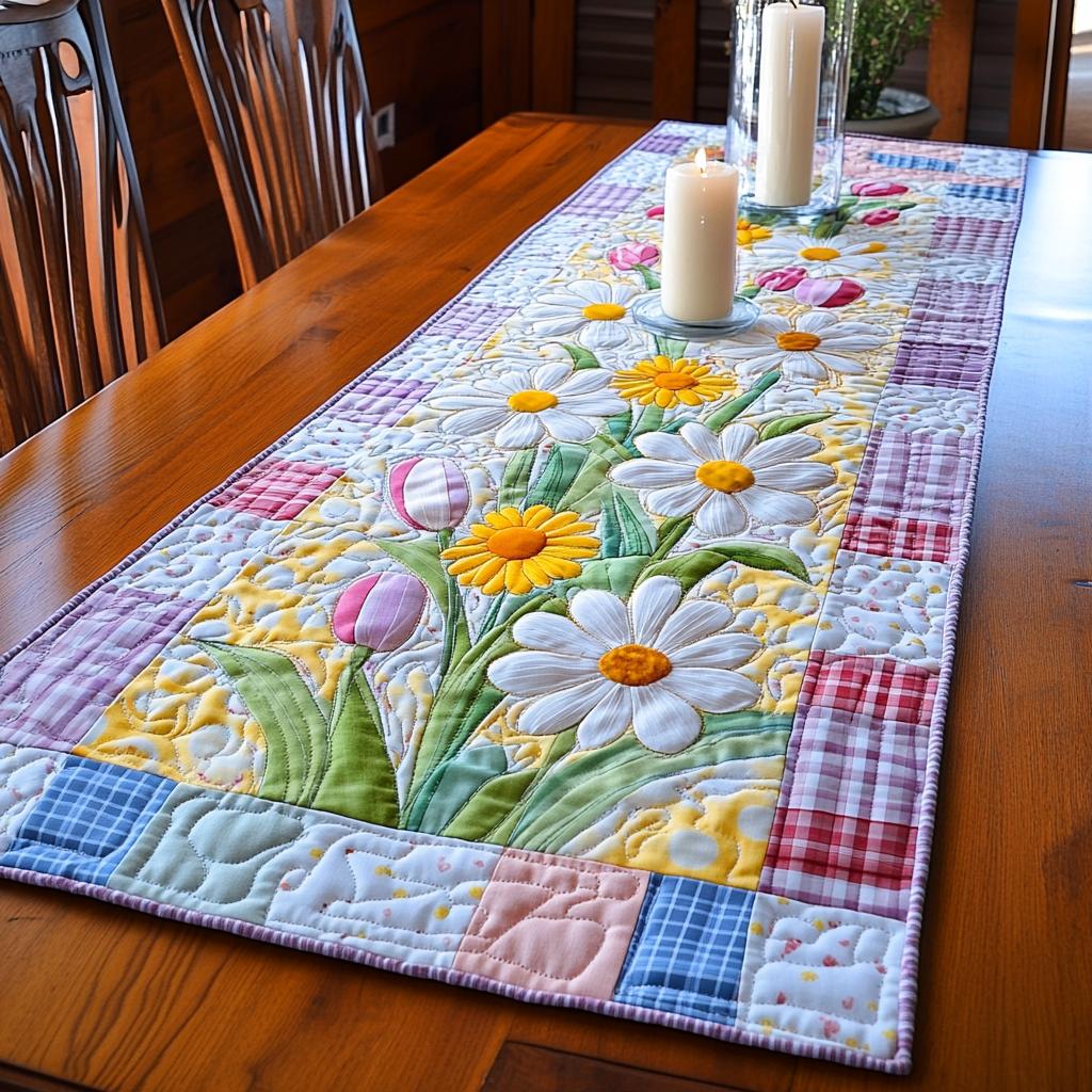 Garden Trails Quilted Table Runner Kitchen Table Decor Tulip Gifts Items