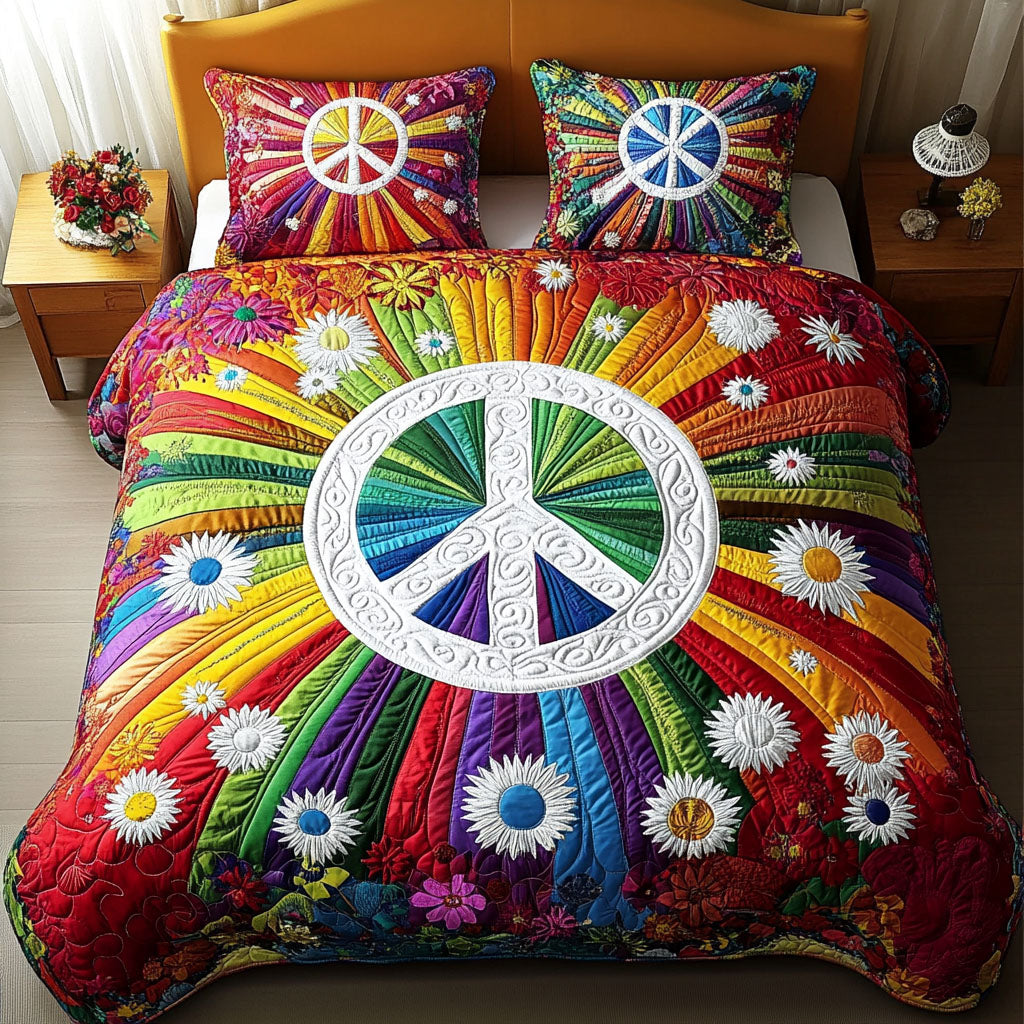 Garden Tranquility Quilted Bedding Set Best Bed Sheet Set Cool Gifts For Hippies