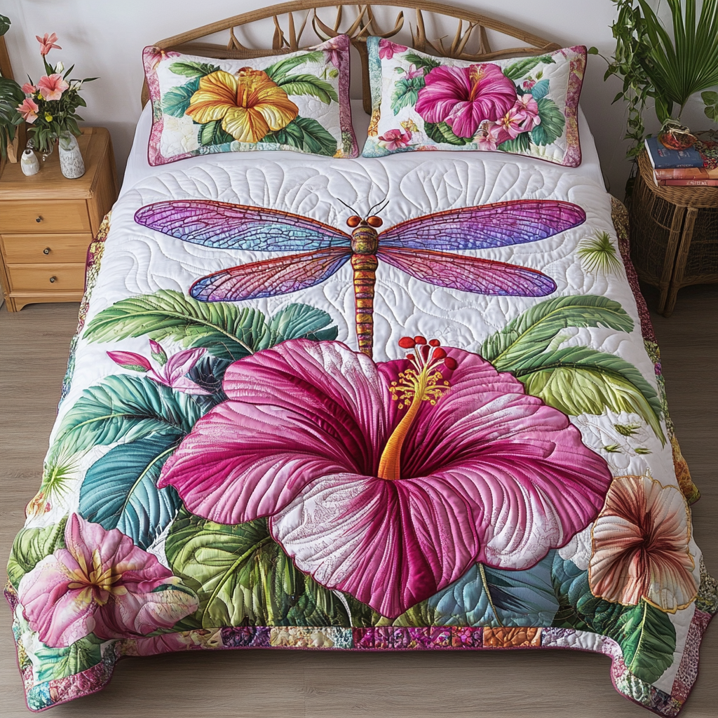 Garden Whimsy Quilted Bedding Set Holiday Duvet Covers Great Dragonfly Lover Gifts