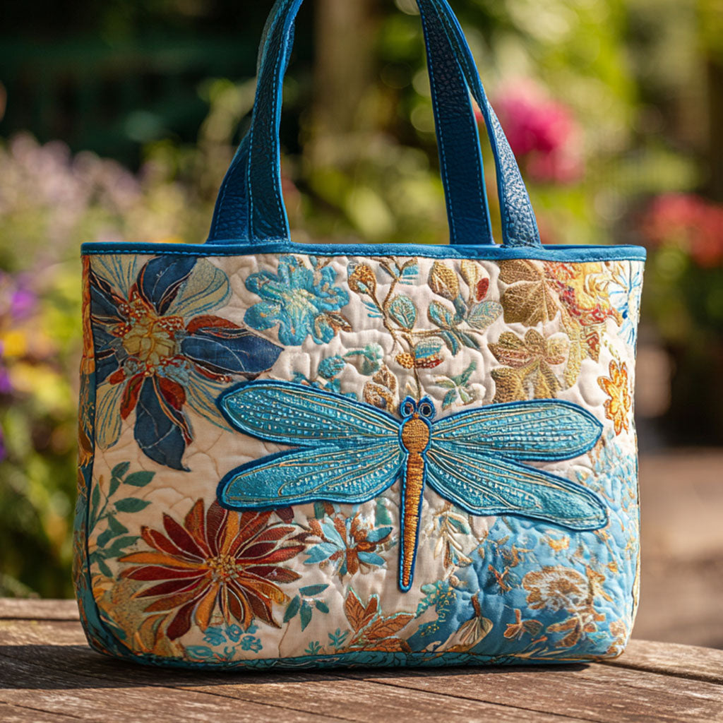 Garden Whirl Quilted Tote Bag Gifts For Dragonfly Lovers