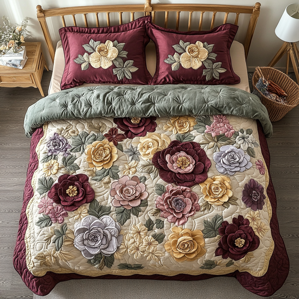 Garden Whispers Quilted Bedding Set Best Bedspread Set Unusual Tulip Gifts