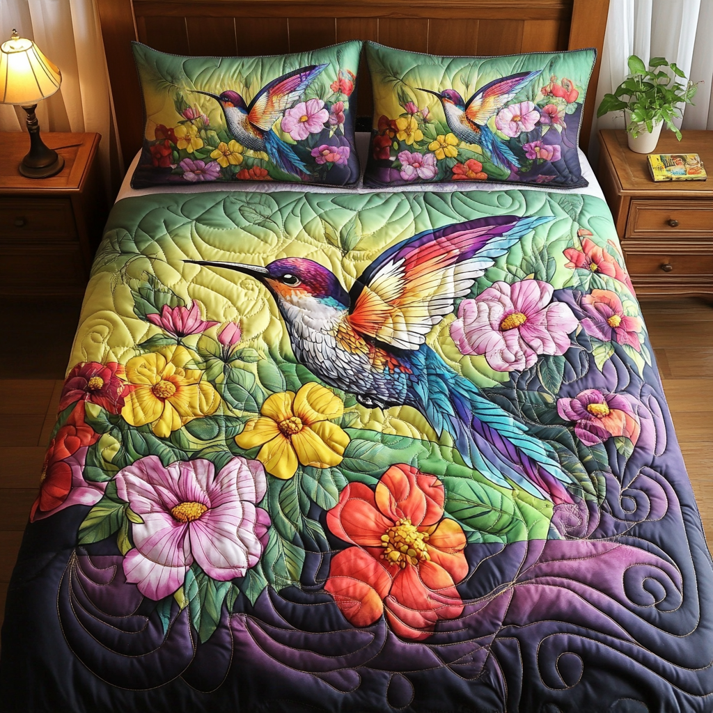 Garden Whispers Quilted Bedding Set King Size Comforter Sets Winter Present For Her