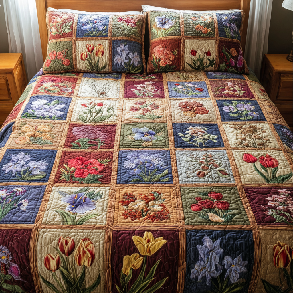 Garden Whispers Quilted Bedding Set Lightweight Duvet Cover Set for Year-Round Comfort