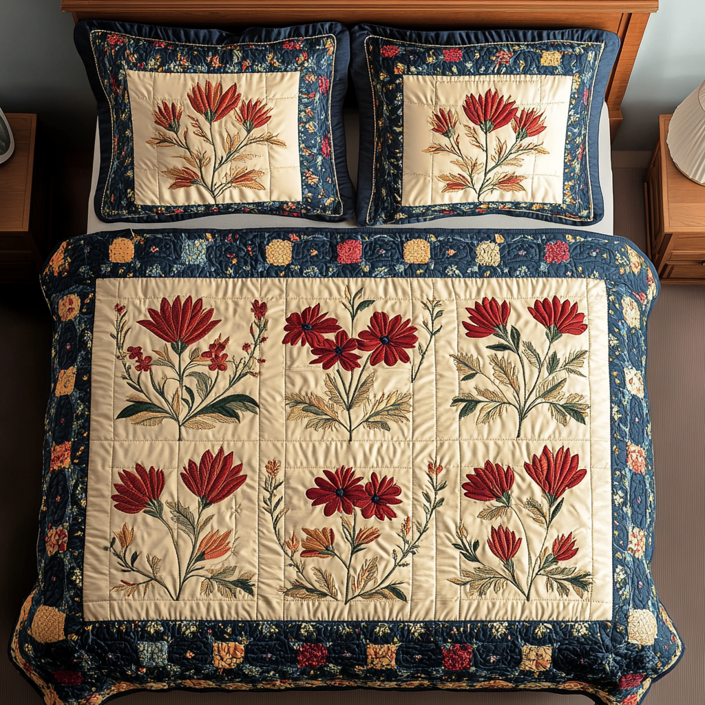 Garden Whispers Quilted Bedding Set Premium Duvet Cover Gift Set for Mom or Grandma