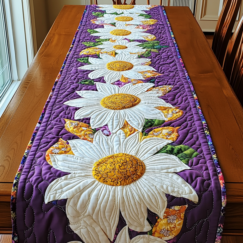 Garden Whispers Quilted Table Runner Dinner Table Decor Daisy Gifts For Mom