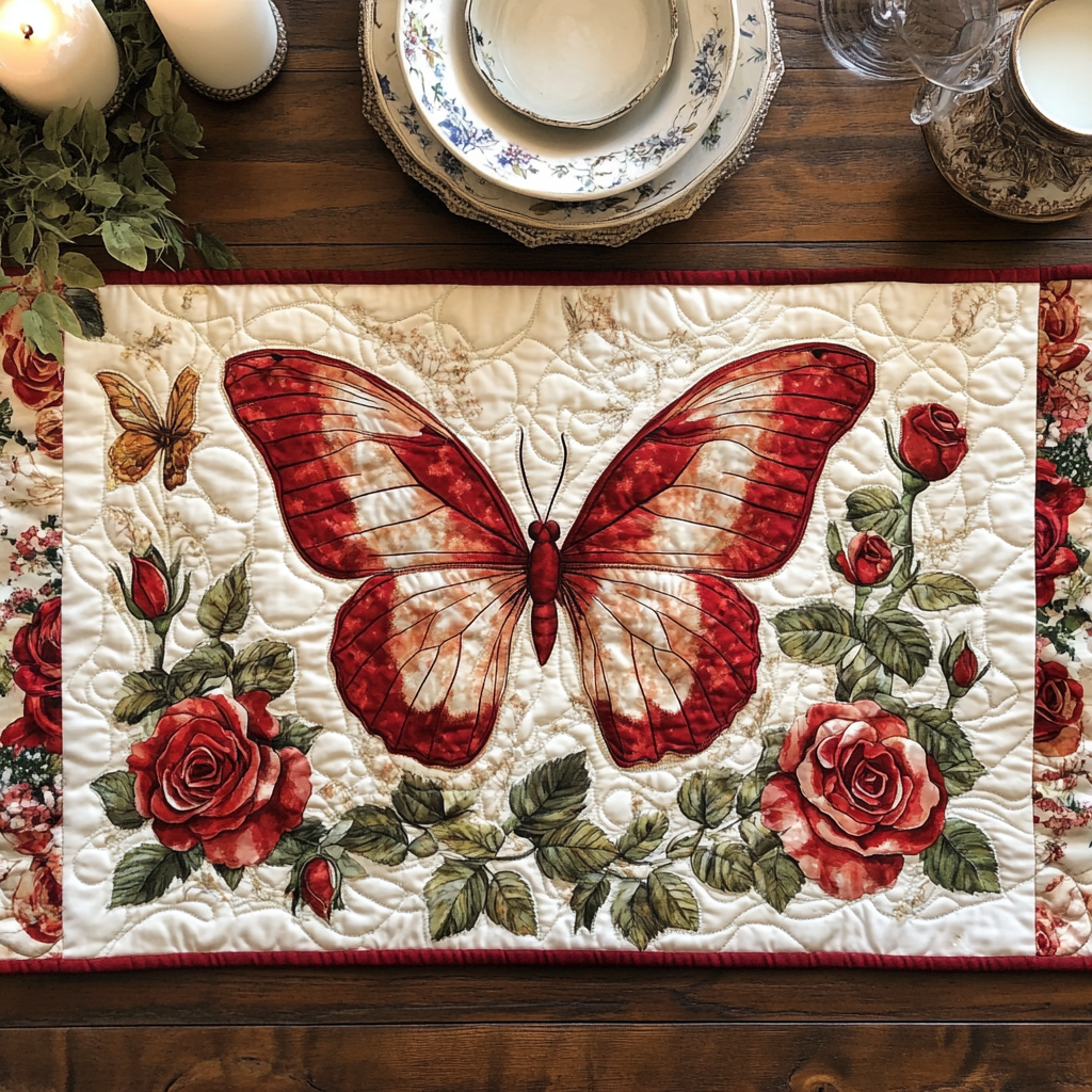 Garden Wings Quilted Place Mat Christmas Kitchen Decor Gifts For Flower Enthusiasts