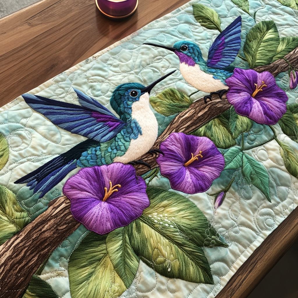 Garden Wings Quilted Table Runner Dining Room Table Decor Ideas Hummingbird Gift Ideas