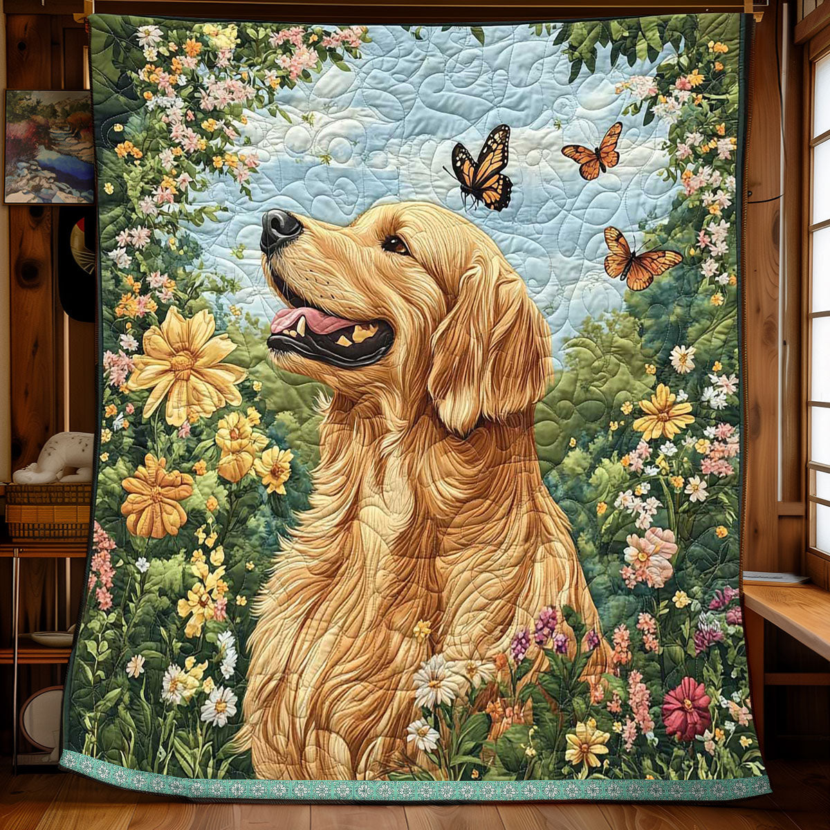 Gardenia Golden Retriever Quilt Blanket Best Throw Blanket Mother In Law Christmas Gift
