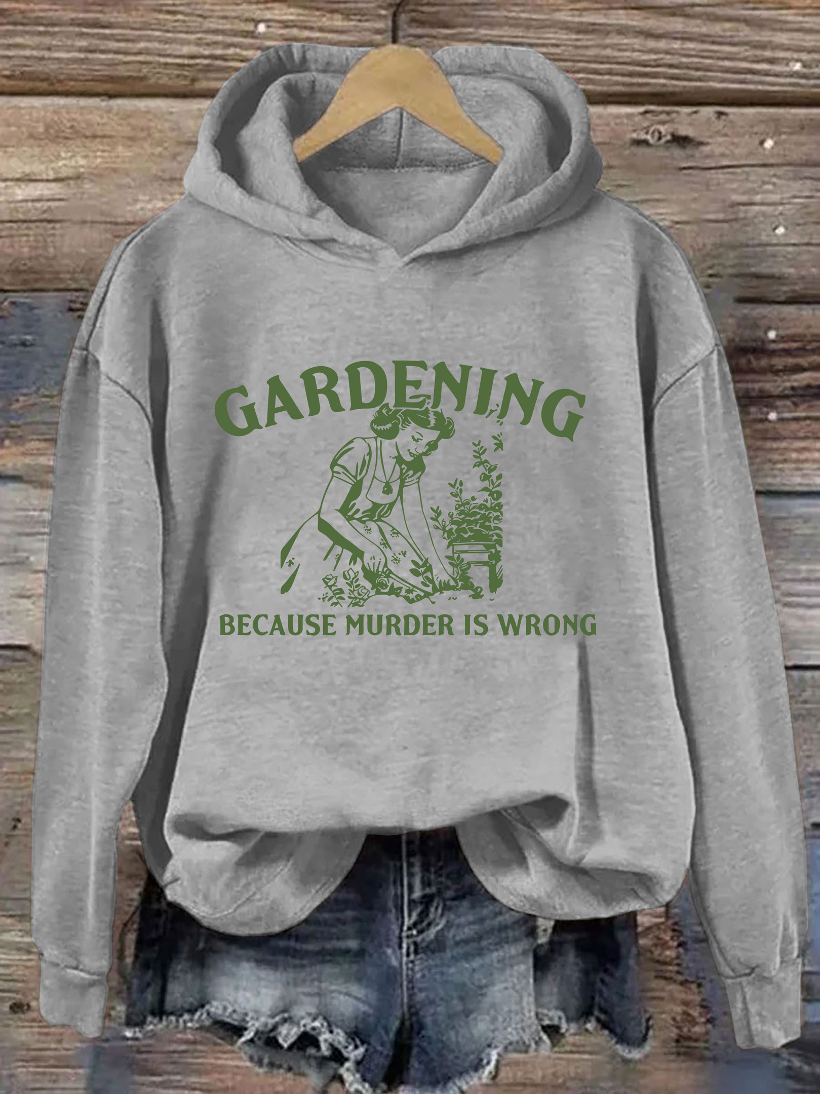 Gardening Because Murder Is Wrong Retro Hoodie Funny Hoodie Unique Present Ideas