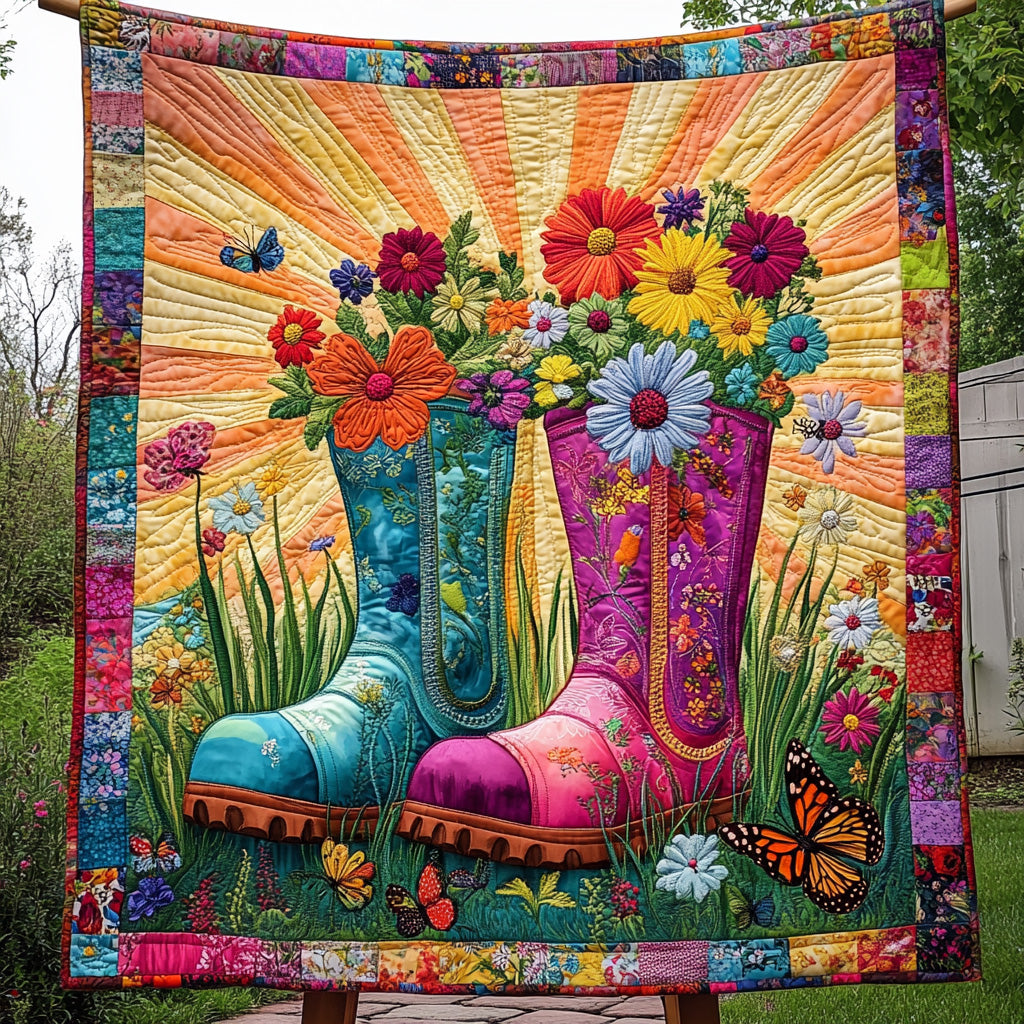 Gardening Boots Quilted Blanket Couch Throw BlanketGifts For Garden Lovers