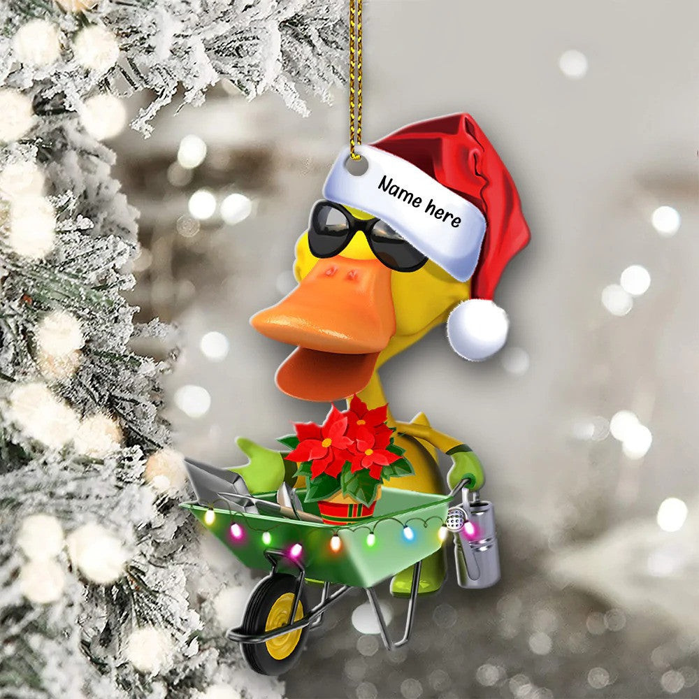 Gardening Duck  Personalized Christmas Ornament Christmas Gift For Gardeners