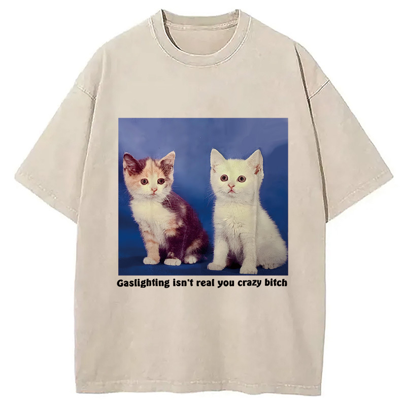 Gaslighting Isn't Real You Crazy Bit h Washed T-Shirt Minimal Retro Graphic Clothing Gifts For Best Friend Gaslighting Isn't Real You Crazy Bit h Washed T-Shirt Minimal Retro Graphic Clothing Gifts For Best Friend