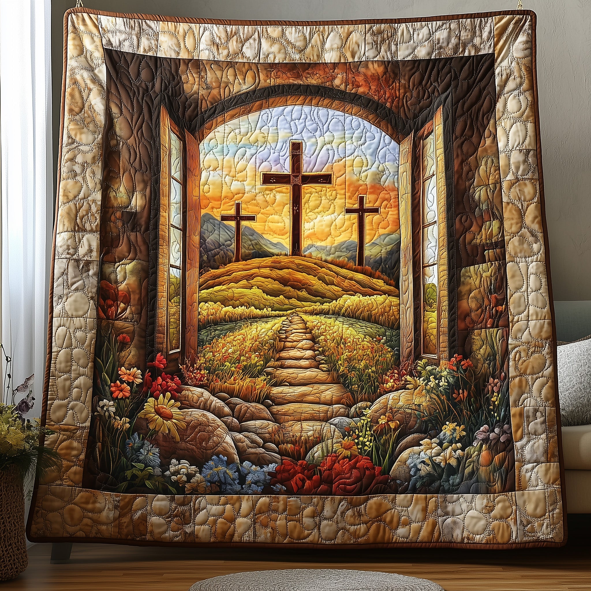 Gateway to Grace Quilted Blanket Cute Bed BlanketJesus Faith Gifts For Friends