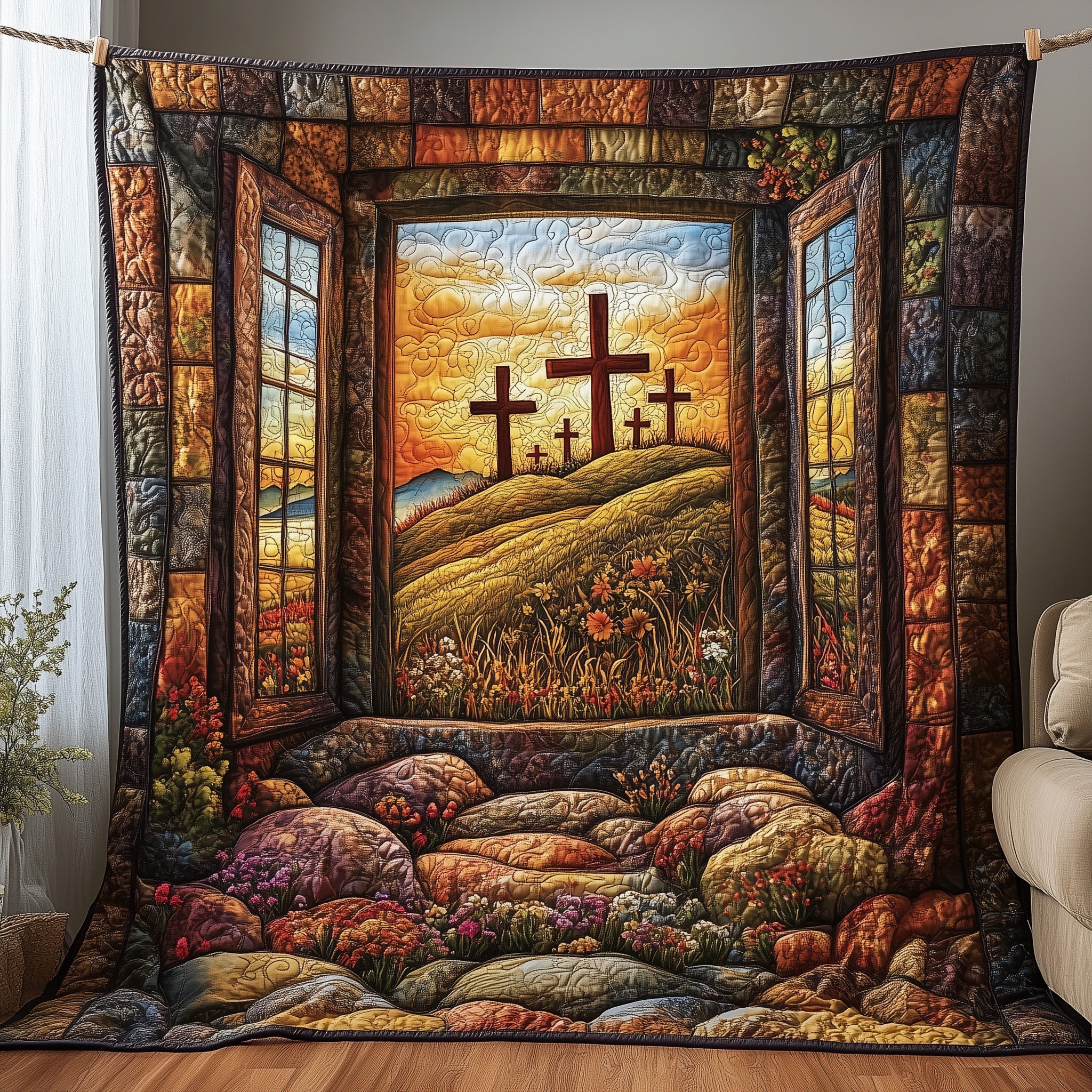 Gateway to Grace Quilted Blanket Cute Bed BlanketReligious Gift For HimJesus