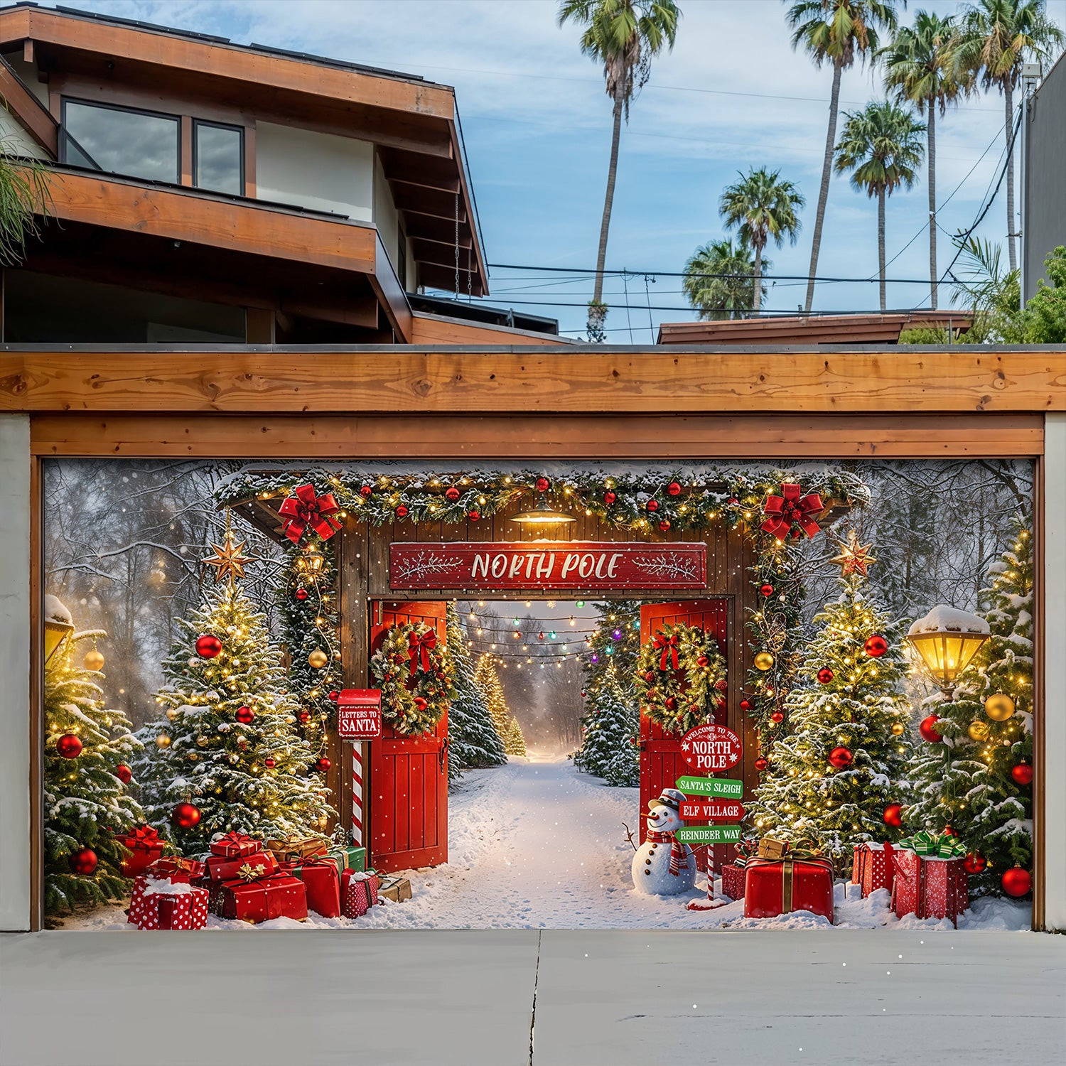 Gateway To The North Pole Magic Christmas Garage Door Banner Christmas Decorations Xmas Gifts