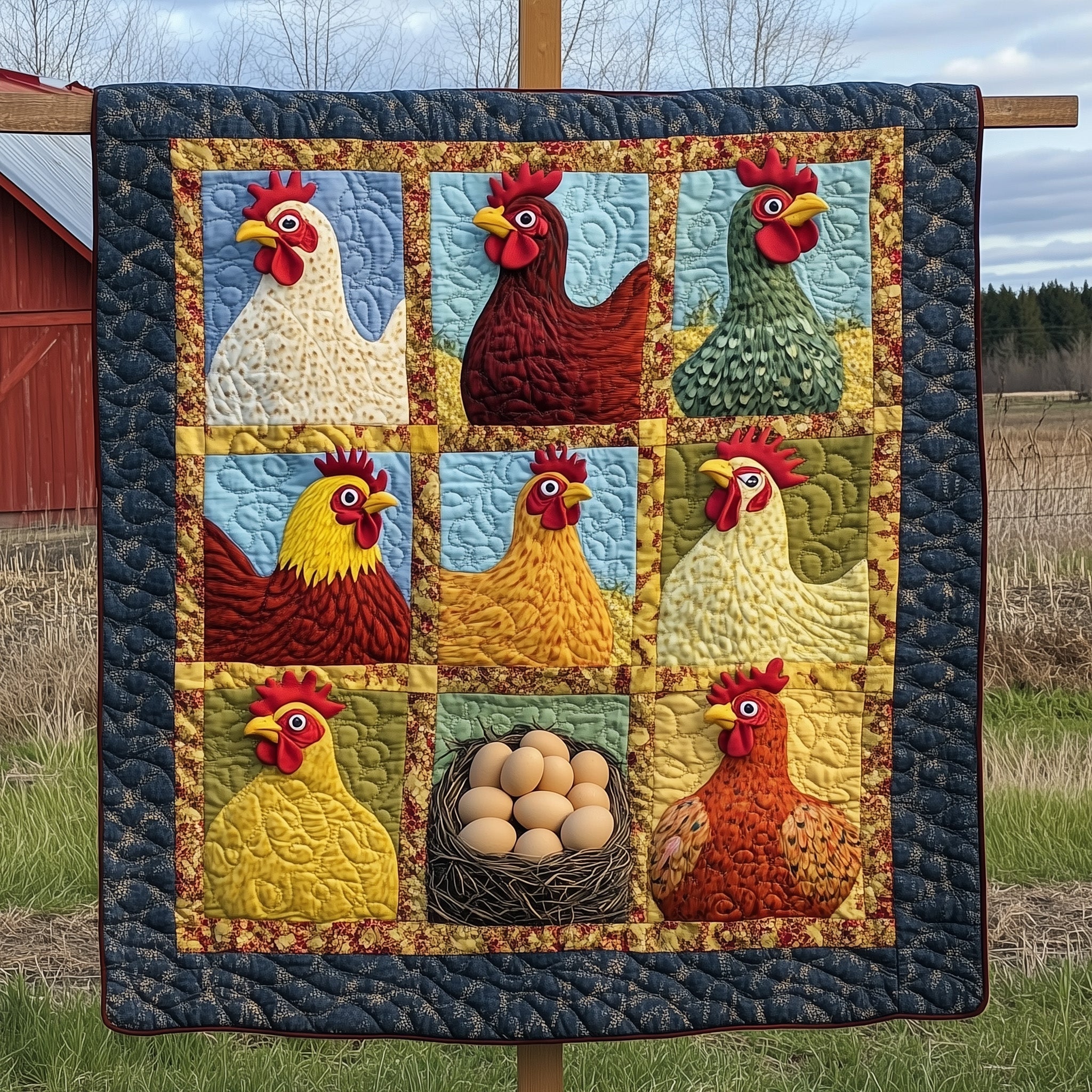 Gathered Nest Quilted Blanket Festive Holiday Quilt Blanket Decor