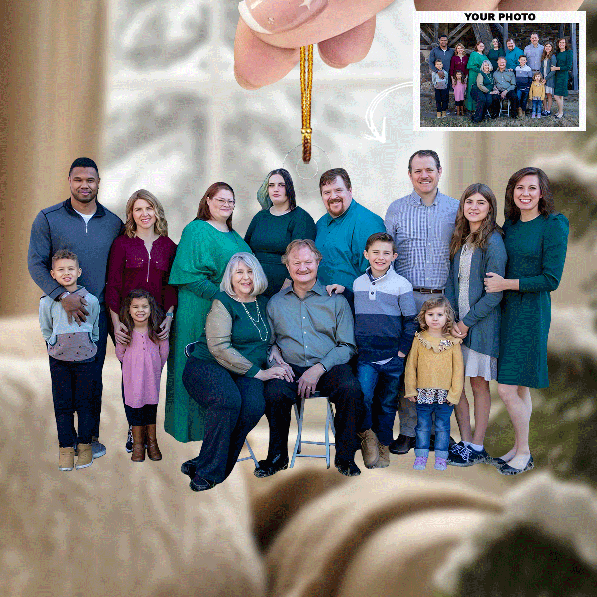 Gathered Together Personalized Photo Mica Ornament Gift For Family Members