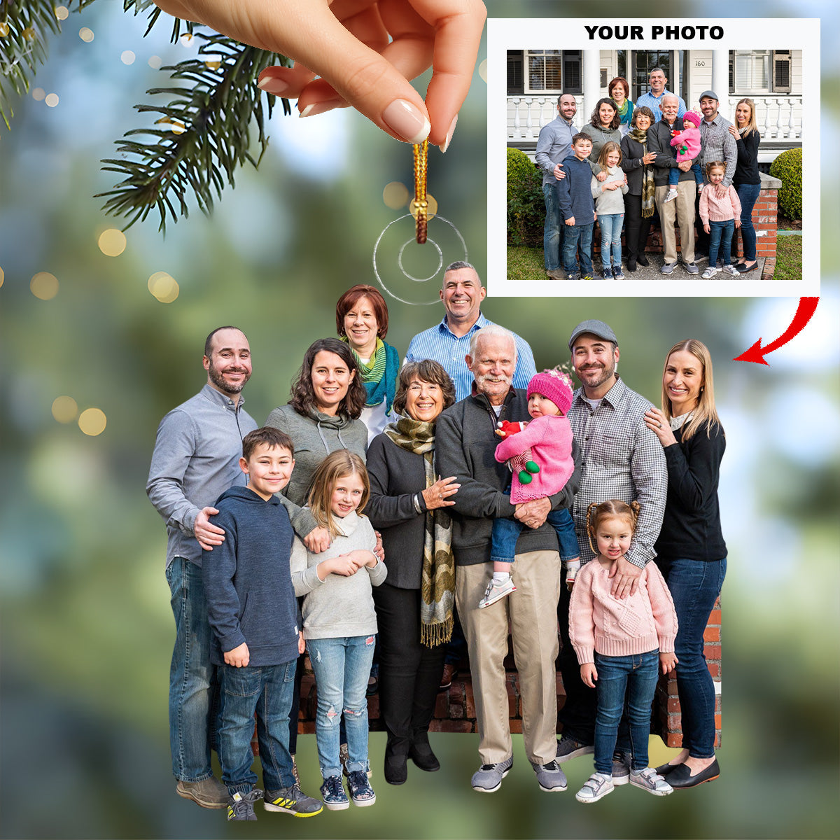 Gathered With Love Personalized Photo Mica Ornament Christmas Gift For Family Members 2
