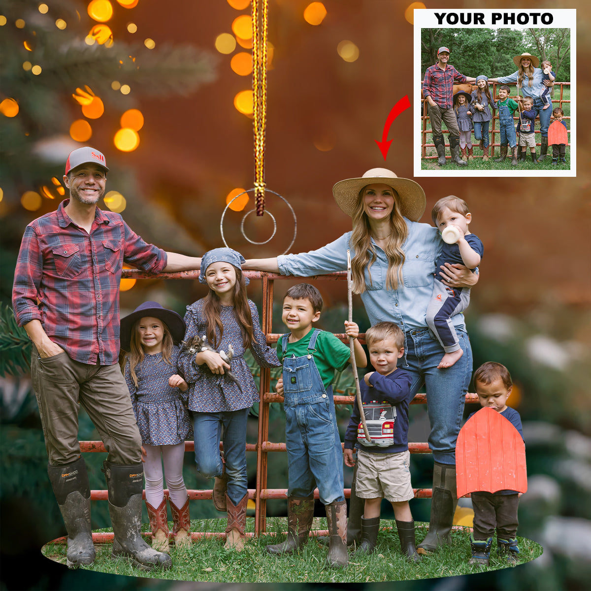 Gathered With Love Personalized Photo Mica Ornament Christmas Gift For Family Members