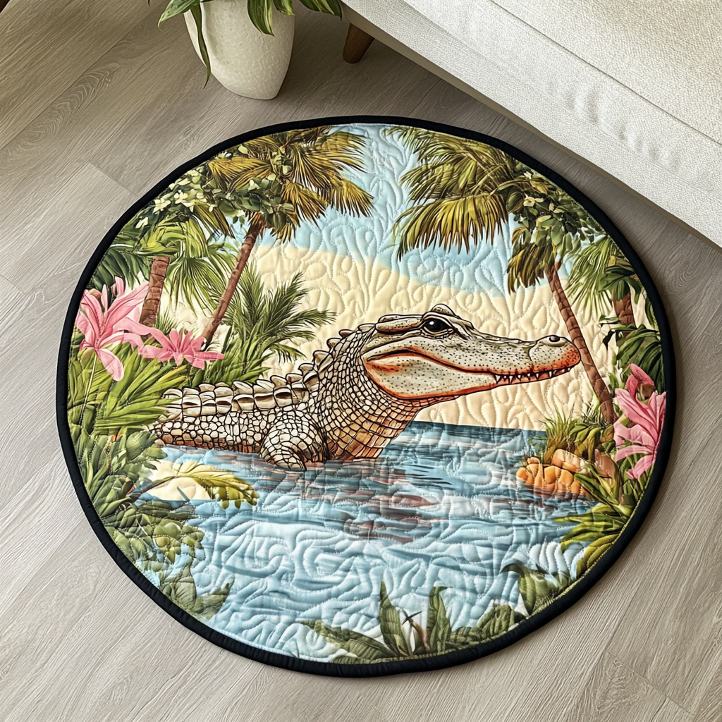 Gator Garden Quilted Round Mat Home Entrance Decor Ideas Alligator Themed Gifts
