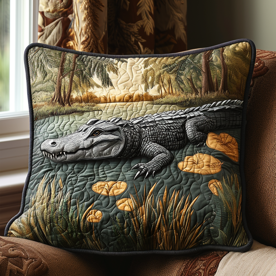 Gator Swamp Quilted Pillow Case Best Throw Pillow Covers Gifts For Alligator Lovers