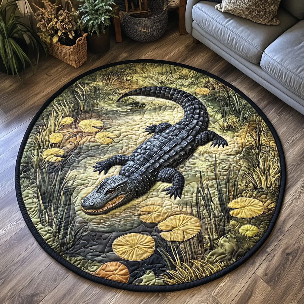 Gator Trails Quilted Round Mat Foyer Christmas Decor Alligator Gift