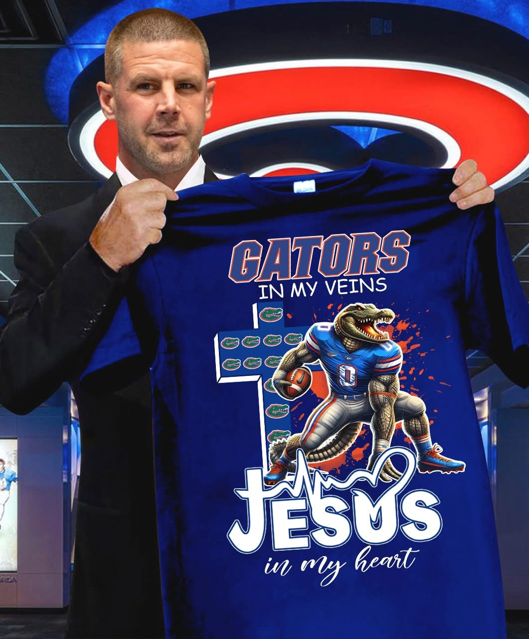 Gators in My Veins Jesus In My Heart Faith T-Shirt Florida Gators Merch Best Fan Gift Ideas