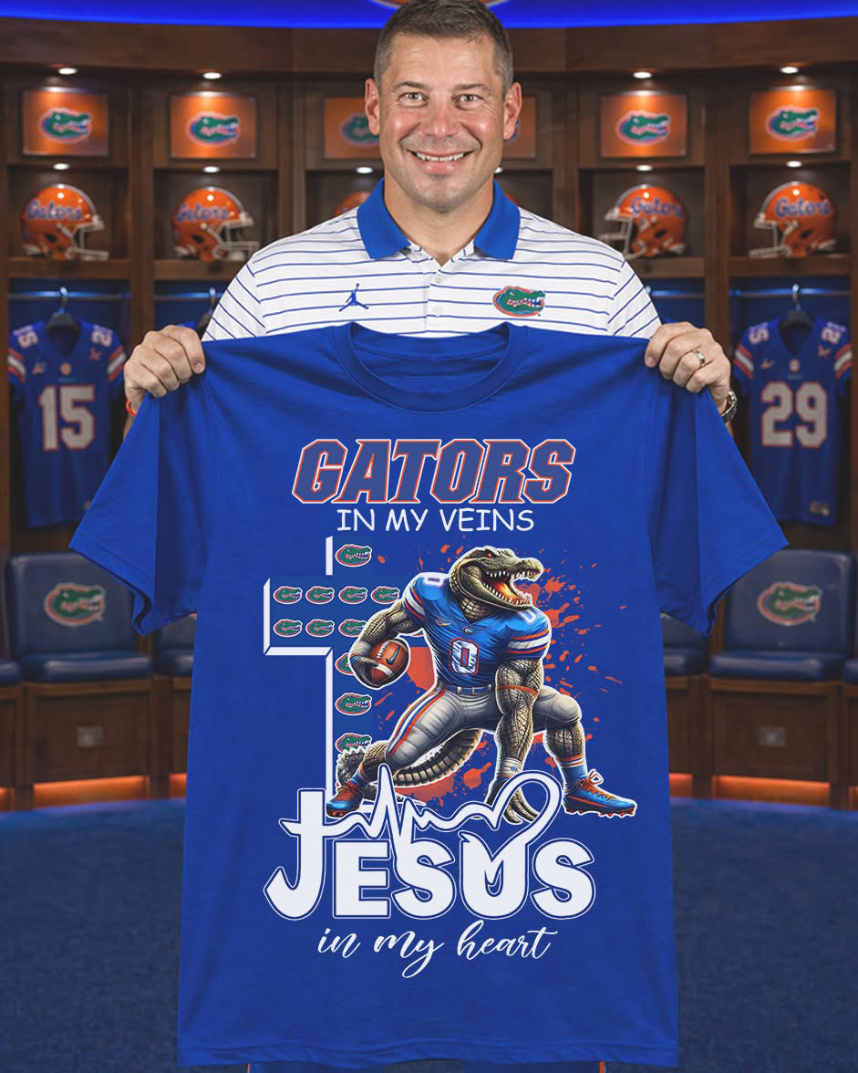 Gators In My Veins T-Shirt Jesus In My Heart Merch Gift For Proud Sports Dad
