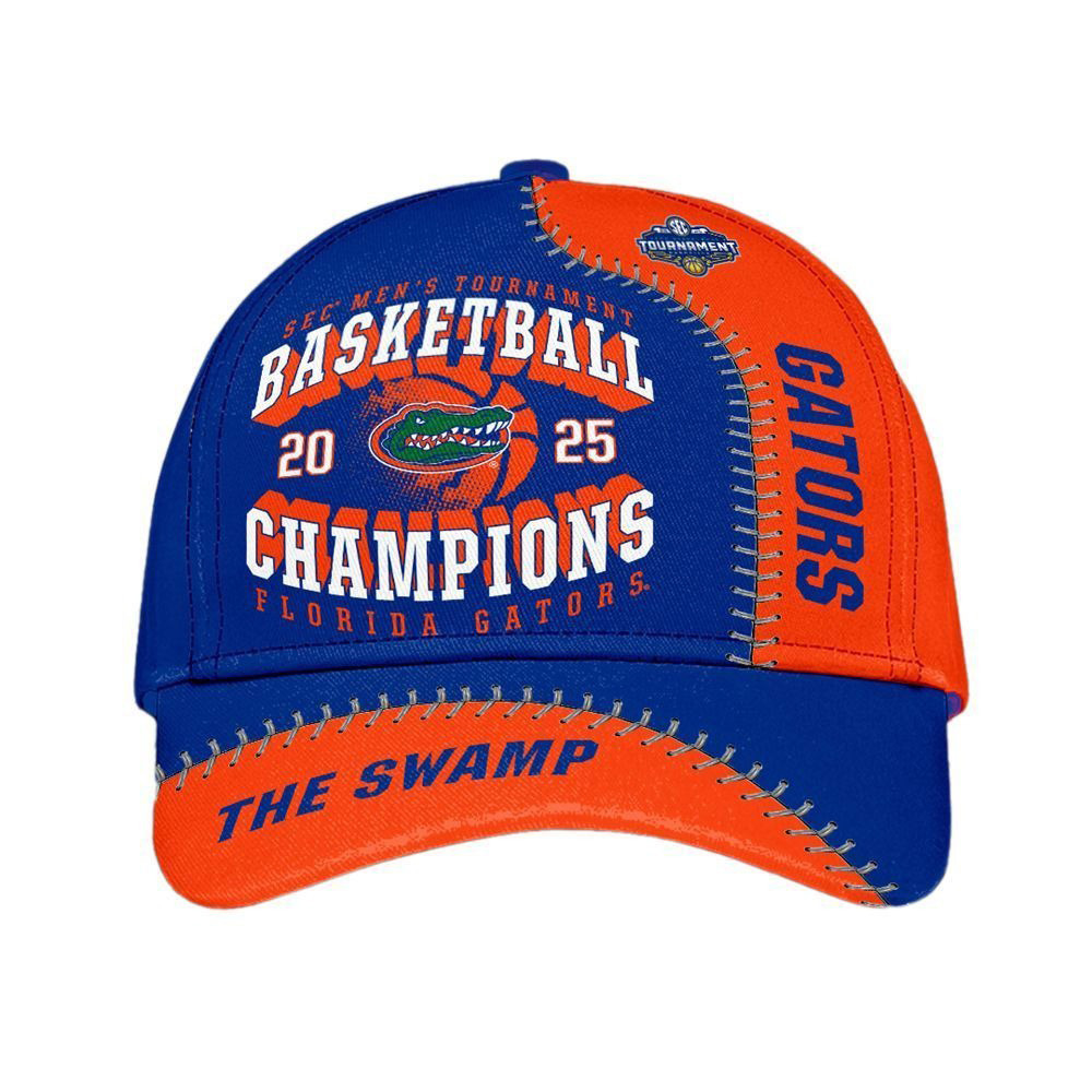 Gators Sec Men's Tournament Basketball 2025 Champions The Swamp Hat Gift For Basketball Lover