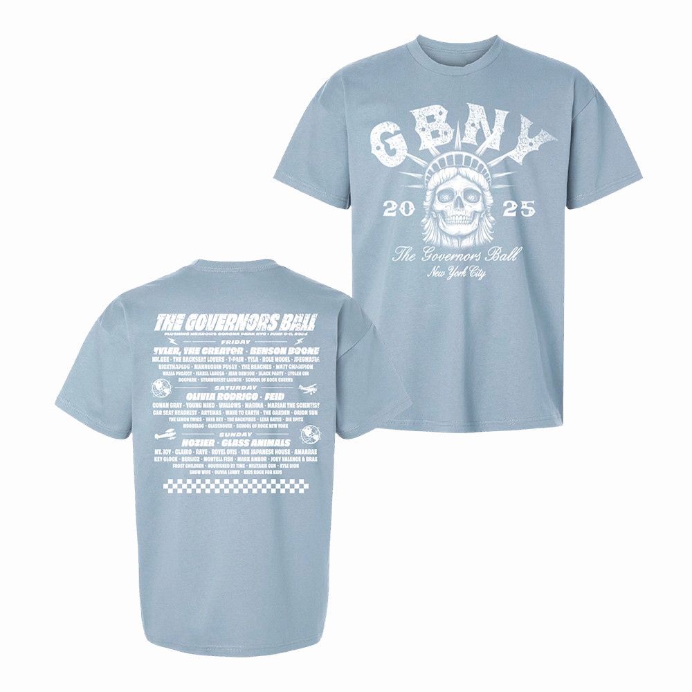 GBNY Liberty Skull Lineup T-Shirt Governors Ball Clothes Present Idea For Boyfriend