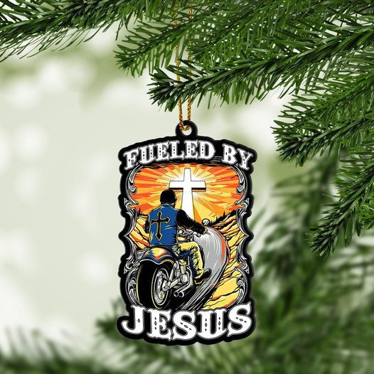 Gearhumans 3D Biker Fueled By Jesus Custom Ornaments