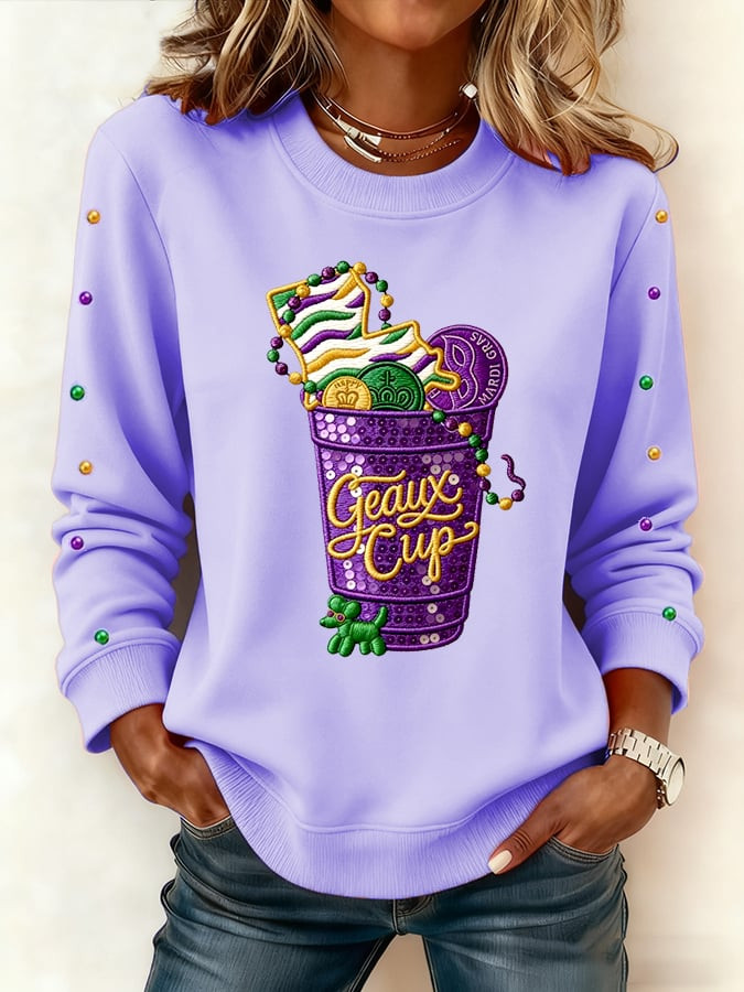 Geaux Cup Mardi Gras Sweatshirt Mardi Gras Clothes Women Best Gifts For Wife Geaux Cup Mardi Gras Sweatshirt Mardi Gras Clothes Women Best Gifts For Wife