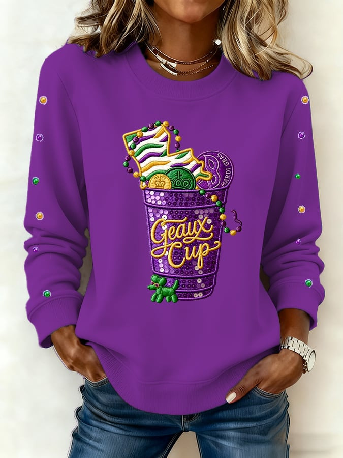 Geaux Cup Mardi Gras Sweatshirt Mardi Gras Clothes Women Gifts For Daughter