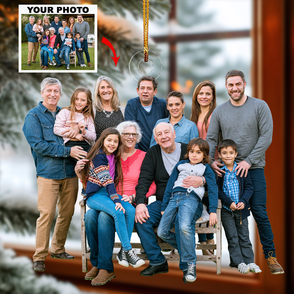 Generation Together Personalized Photo Mica Ornament Gift For Family Family Members