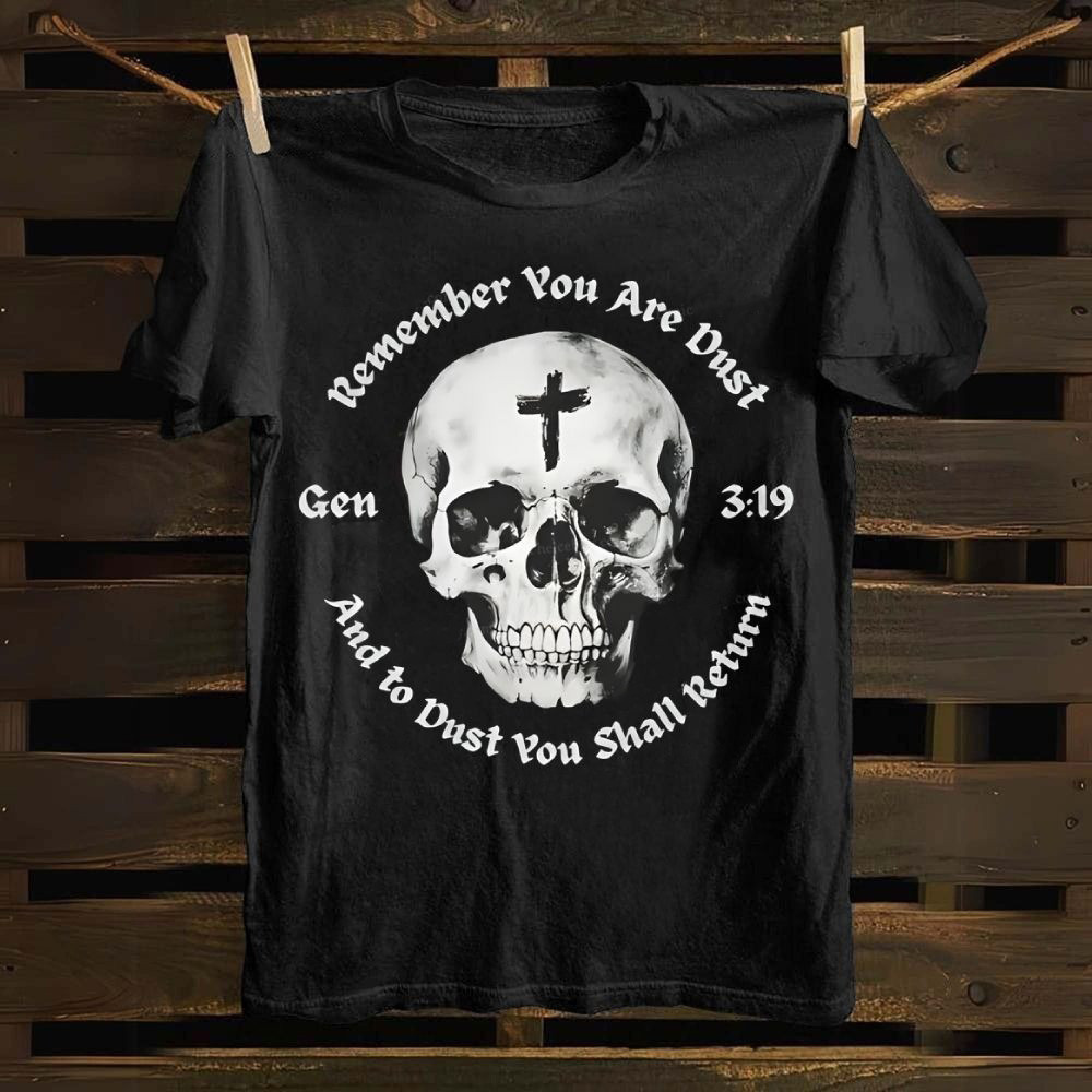 Genesis 3 19 Memento Mori Skull T-Shirt Christian Faith Bible Verse Best Gift