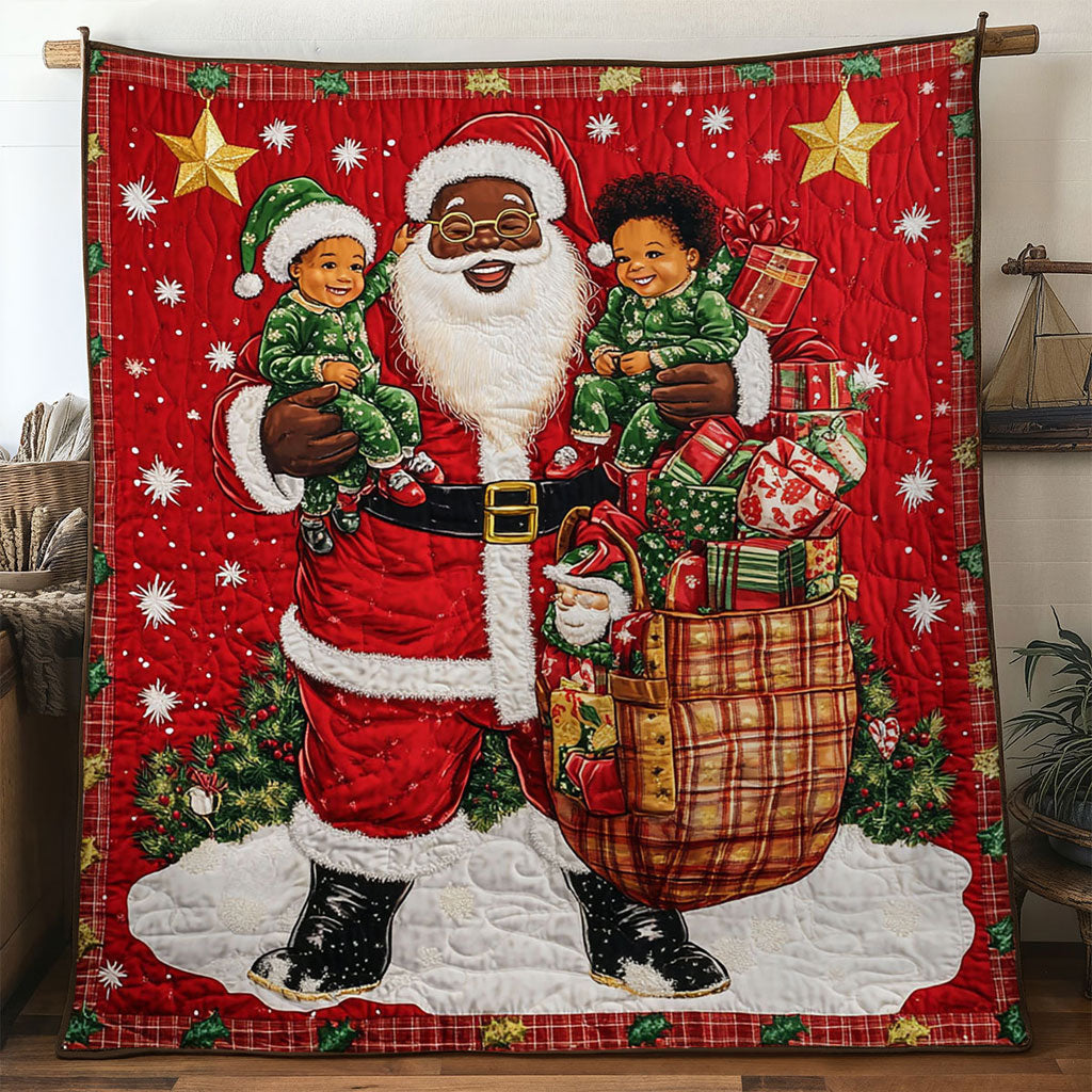Gentle Black Santa Claus Smile Quilt Blanket King Blanket Christmas Presents For Nana