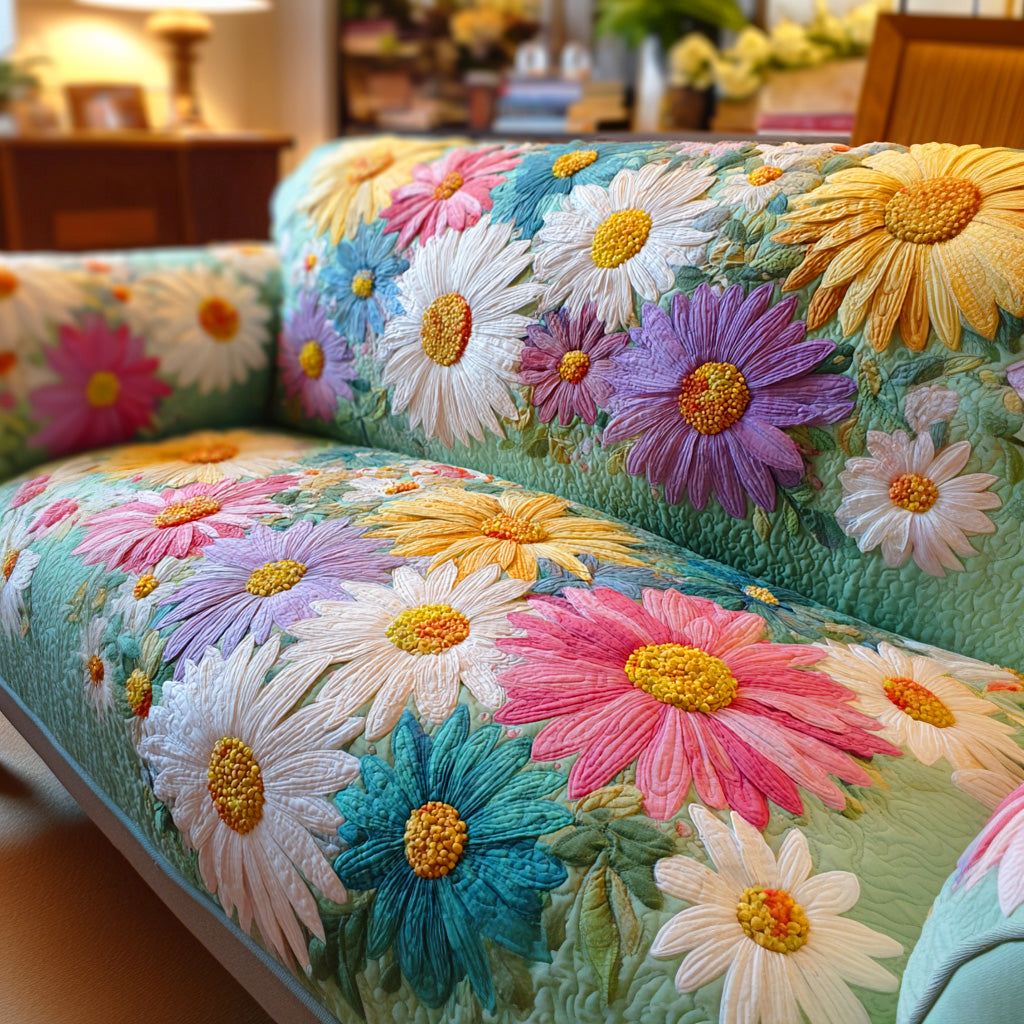 Gentle Bloom Field Quilted Sofa Cover Best Couch Covers Unique Gifts For Hippies
