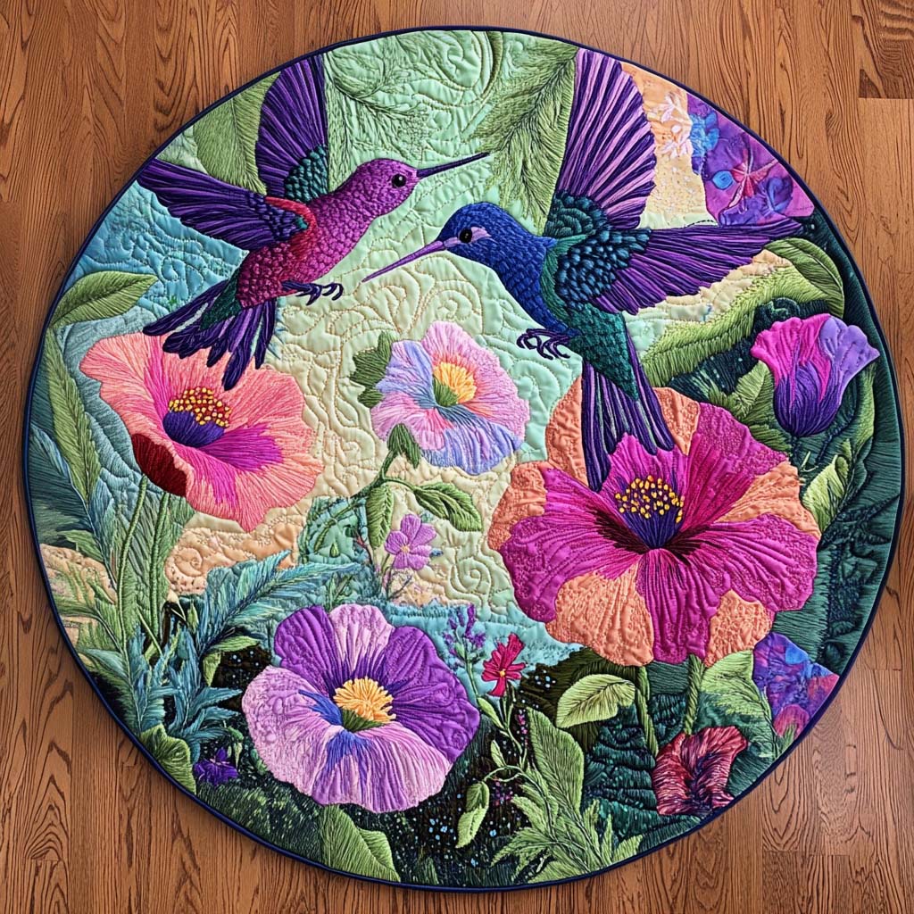 Gentle Breeze Quilted Round Mat Entryway Decor Hummingbird Gifts For Him